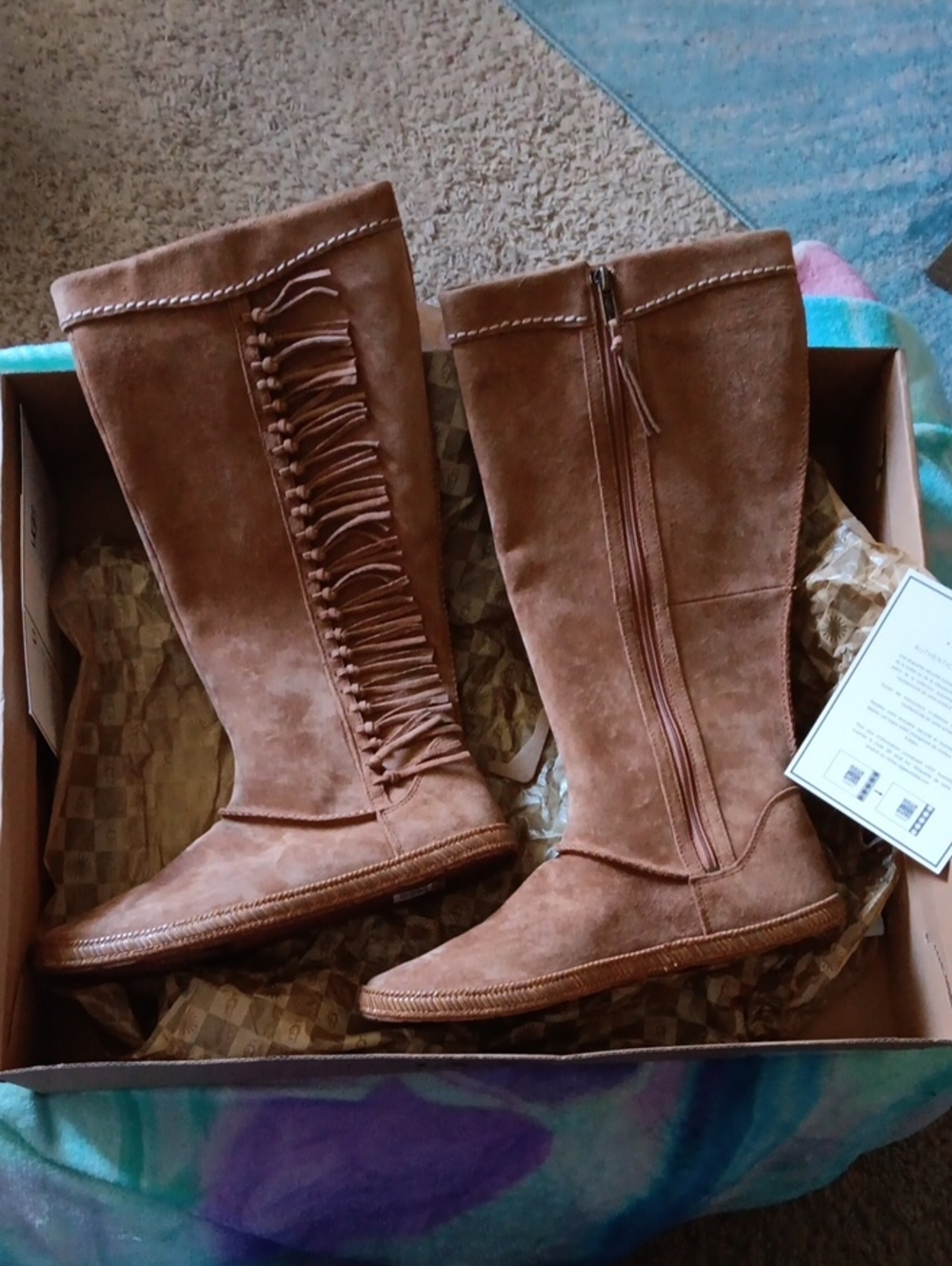 UGG Tall Suede Fringe Boots in Brown New W/box
